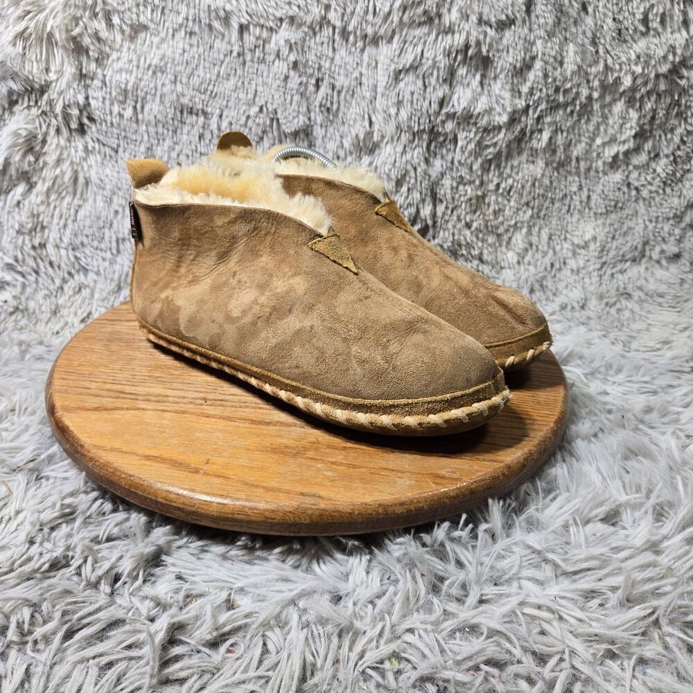 LL Bean Suede Wicked Good Shearling Lined Slippers Ankle Boots 10 Womens Size 10